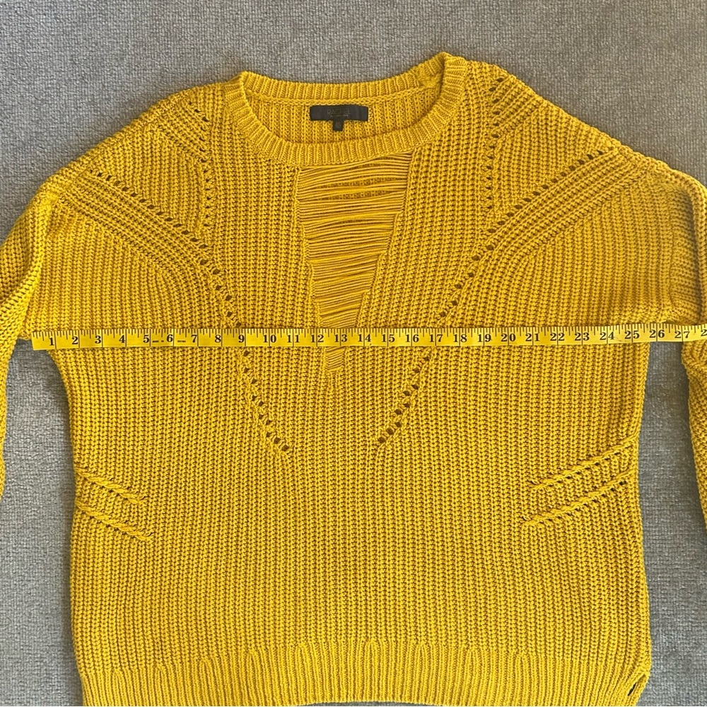 NWOT Rachel Roy Mustard Yellow Crewneck Cut-Out Chunky Knit Sweater, Size XXL - Picture 10 of 11